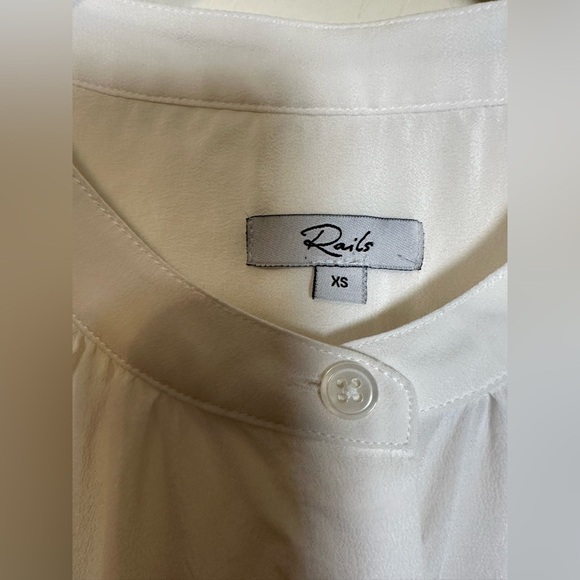 Rails Brand 100% Silk White Sheer Swiss Dot Sleeves Blouse Size XS - Picture 3 of 6